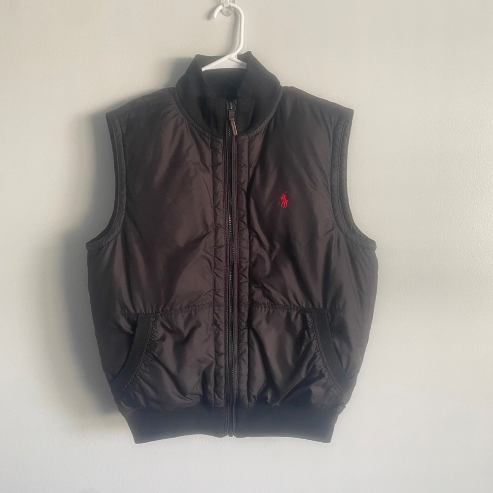 Polo Ralph Lauren Mens Black Puffer Vest Zip Up Down Feather Size Medium